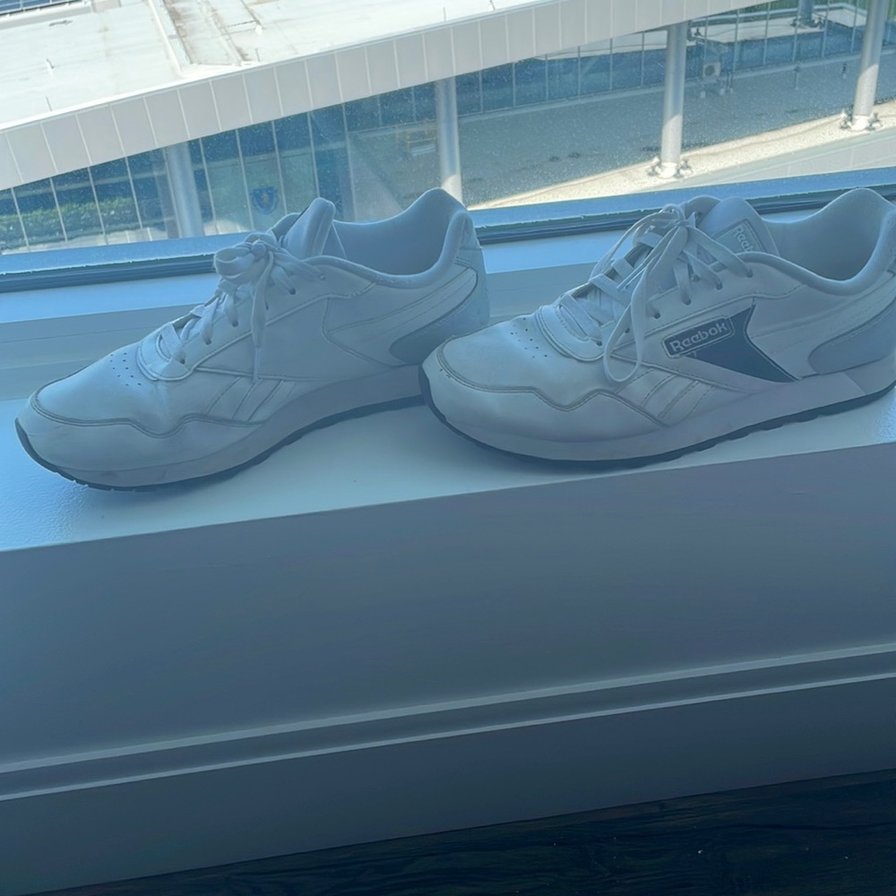 Reebok white, grey, and black sneakers women’s